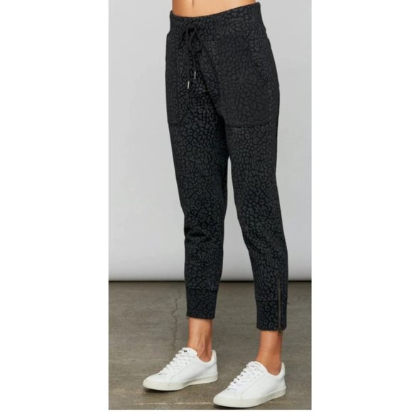 Sundays Palmer French Terry Jogger Pants in Black Cheetah Print - Picture 1 of 8